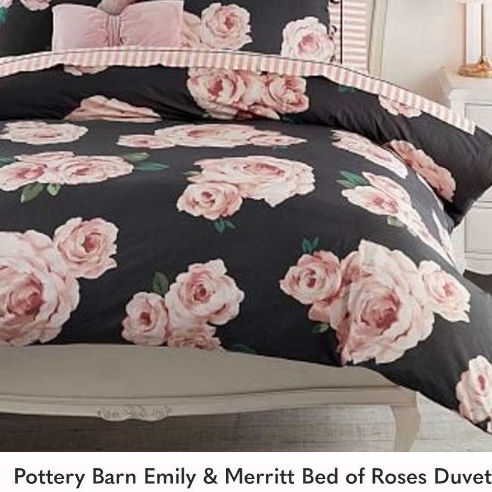 PB Teen Emily Merritt Bed of Roses Twin Duvet cover NWOT
